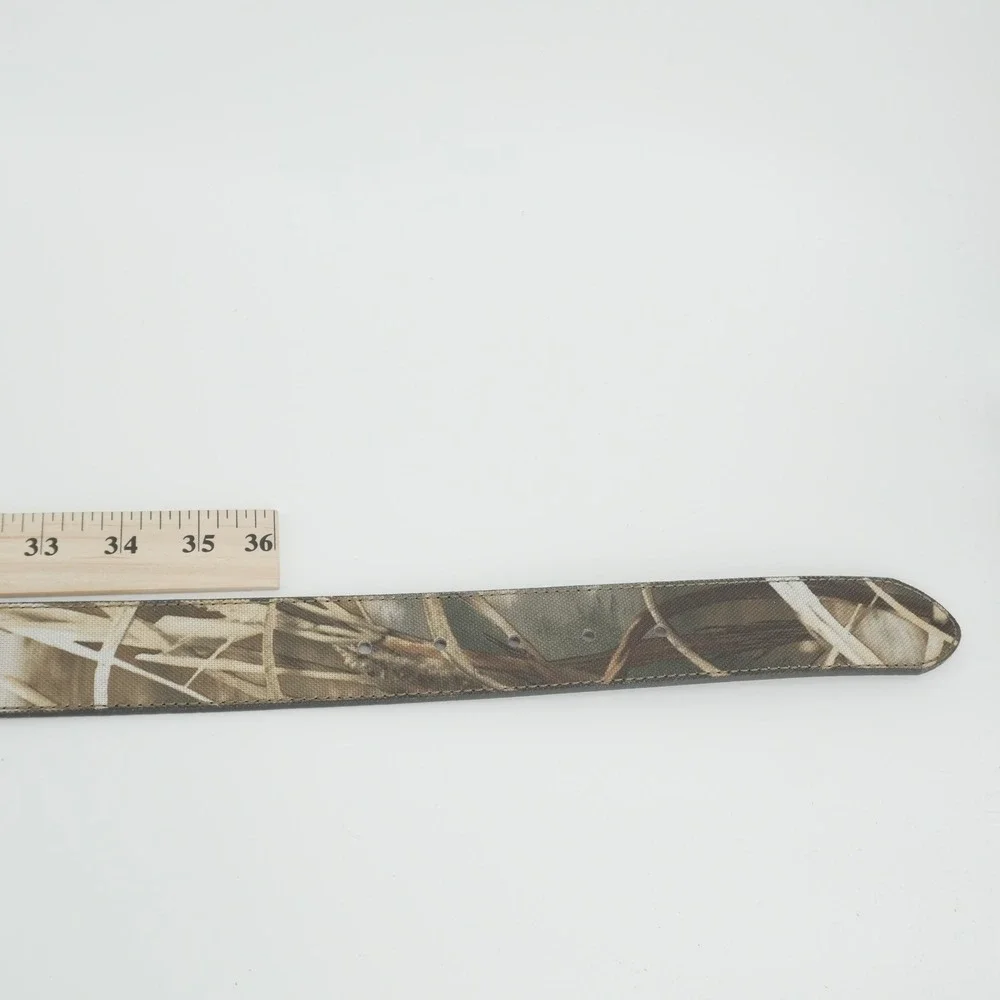 Cabela's Reversible Belt Mens 40 Brown Camo Canvas Leather Swivel Buckle